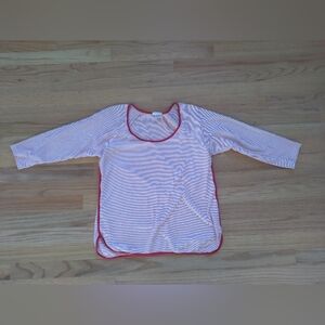 Lake Red And White Striped Pima Cotton Pajama Top Small